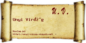 Unyi Virág névjegykártya